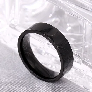 Simple гладка жени плоски високо полирани пръстени черен неръждаема стомана мъже пръстени рожден ден