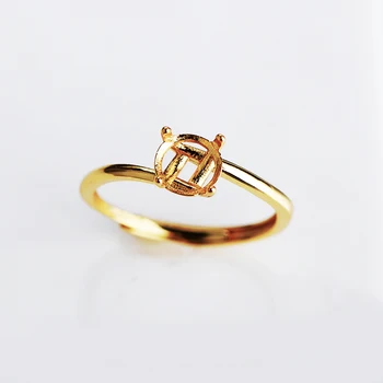 925 стерлинги сребърни жени годежна сватба 6 мм кръг нарязани полу монтиране пръстен