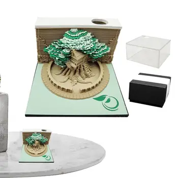3D хартия изкуство бележник откъснете дърво скулптура Artropad Memoscape подложка хартия дърворезба изкуство housewarming десктоп декорация