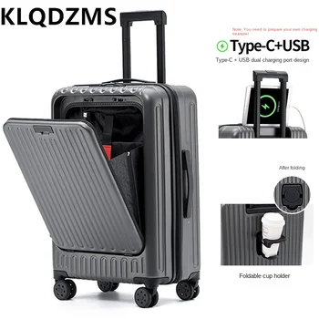 KLQDZMS ABS + PC куфар 20 инчов преден отварящ се борд кутия за жени 24 