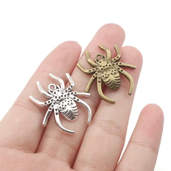 10pcs Charms Spider Antique Bronze Silver Color Pendants Mens Womens Making Necklace DIY Handmade Animal Jewelry Accessories