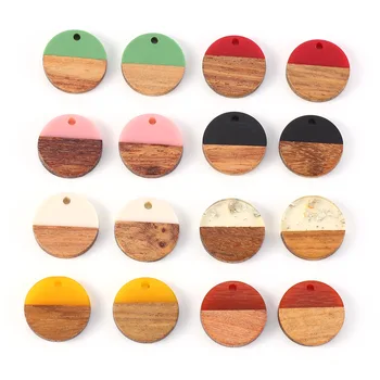 16Pcs Талисмани от естествено дърво Смола Дървени висулки за обеци Колие бижута Изработка на DIY гривна Находки Bulk