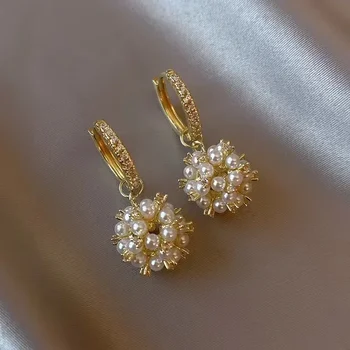 Луксозна перла Multi-кристал фойерверки обеци за жени мода персонализирани ежедневни аксесоари парти бижута рожден ден подарък