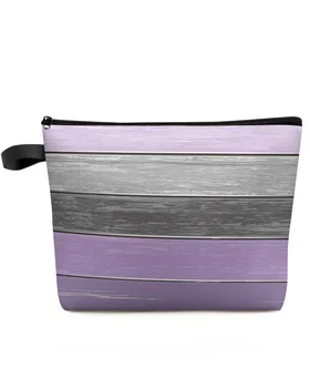 Реколта ферма лилаво дърво зърно грим чанта торбичка пътуване Essentials дама жени козметични чанти тоалетна организатор съхранение молив случай