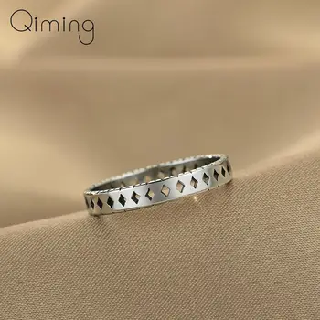 Неръждаема стомана ръчно изработени сватбена лента пръстен за жени реколта бижута Boho подреждат пръстени