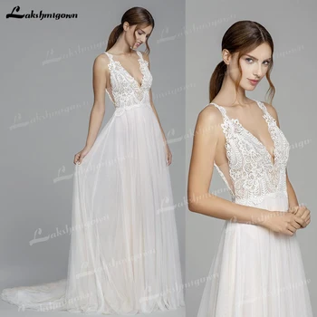 Lakshmigown спагети каишкаСватбени рокли за жени 2023 булката луксозна сватбена рокля сватбено тържество роба mariage femme по поръчка