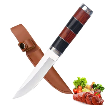 Монголски нож за ядене на месо Нож за обезкостяване Овчи нож Кухненски сатър за месо Ловен нож от неръждаема стомана Нож за месарство на открито