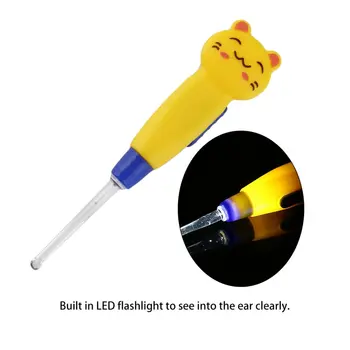 Cartoon животински декорация пластмасови слушалки преносим LED фенерче ушна кал премахване EarPick Cleaner Инструмент за здравеопазване