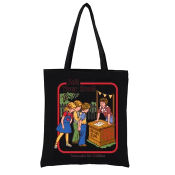 Платно пазарска чанта Продайте душата си Ежедневни пазарски чанти Естетични дамски чанти за жени Купувач Смешни Totebag Fashion Eco