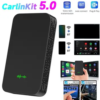 CarlinKit 5.0 Auto Box безжичен адаптер кабелен към безжичен Android Smart Car Ai Box WiFi Bluetooth Auto Connect New
