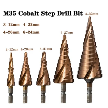 Tool Hole Hss-co Cobalt Cone Drill Shank Bit Metal 3-12/4-12/4-20/4-22/4-32/4-26/5-21/5-27/6-24mm Cutter Step Hex 5%