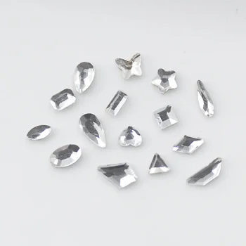 3D пенливо кристално бяло плоско дъно с различни форми, стъклени скъпоценни камъни бижута, кристали, за DIY нокти изкуство декорация 100PCS