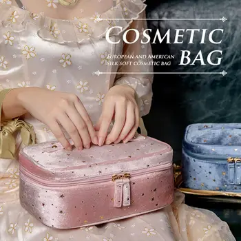 Жените бронзиране многофункционални голям капацитет измиване чанти тоалетни случай кадифе козметична чанта грим чанта червило чанти