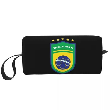 Пътуване знаме на Бразилия футбол тоалетна чанта сладък бразилски горд грим козметичен организатор за красота съхранение Dopp комплект случай