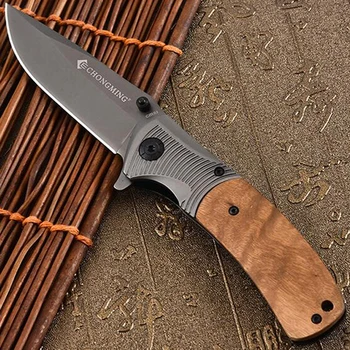 7.8'' Сгъваем нож 440C стомана сянка дърво дръжка оцеляване къмпинг ножове джоб спасяване открит лов военен нож EDC инструмент