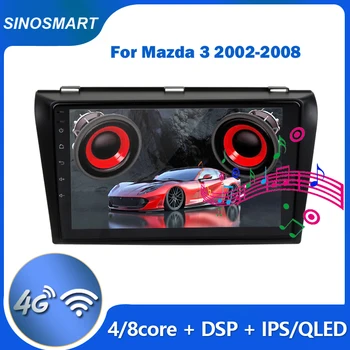 SINOSMART 8-ядрен Android GPS навигация Поддръжка BOSE Sound+4G LTE за Mazda 3 BK 2002-2008