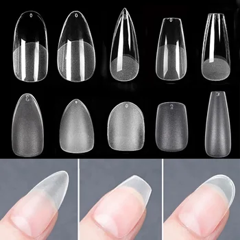 1Bag Matte Press On Nail Tips Full Cover False Nail Oval Almond Sculpted Fake Nail Artificial Soft Gel Nail Tips Art Accessories