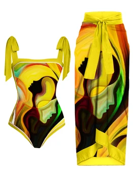 2023 Шик печатни дантела нагоре едно парче бански с покриване на жените мода бикини набор шик луксозни бански бански костюм плажно облекло