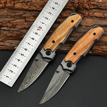 Дамаск Модел Открит сгъваем нож Къмпинг Самозащита Алпинизъм Преносим многофункционален нож за плодове.