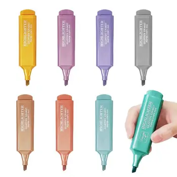 цветен маркер писалка 8 бр пастелни цветове хайлайтър комплект защита на очите длето върха маркер писалки за журнал подчертаване планировчик
