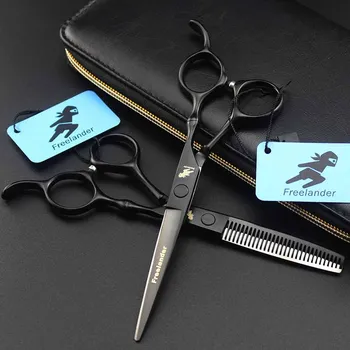 Professional 6inch черна коса рязане изтъняване ножица бамбук дръжка фризьорски титанов салон горещи ножици бръснар-магазин-доставка