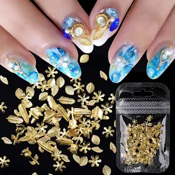 Арт бижута Японски нокти изкуство оставя океански стил нокти кристали Метални бормашини за нокти Аксесоари за маникюр Декорации за нокти с черупки