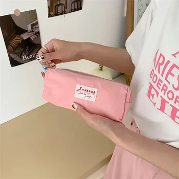 Плътен цвят молив торбичка писалка чанта с цип организатор чанти за момичета момчета тийнейджъри жени офис студент грим козметични чанти