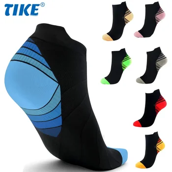 1 чифт професионални спортни фитнес глезена компресия чорап за мъже и жени, ниско нарязани компресия тичане чорап с глезена подкрепа