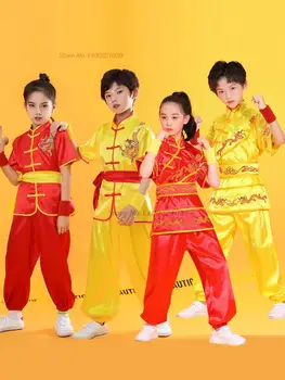 2024 китайски реколта ушу тай комплект униформи дете дракон бродерия ушу кунг-фу облекло ориенталски бойни изкуства крило чун костюм