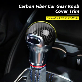 Carbon Fiber Gear Stick Shift Knob Дръжка Cover Trim за Audi A3 8V Q2 S3 TT 2016 2017 2018 2019 2020 Аксесоари за интериора на автомобила