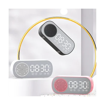Безжичен Bluetooth високоговорител часовник радио двойна аларма подкрепа TF карта саундбар цифрова аларма офис бял