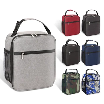 Square Oxford Cloth Thermal Lunch Bag for Women Work Picnic Insulated Food Bento Cooler Tote Bag Pouch Container Handbags
