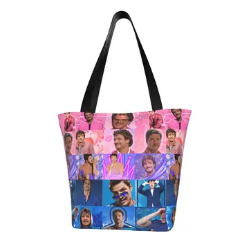 Педро Паскал Бисексуални гордост флаг хранителни стоки пазарска чанта жени сладък платно купувач рамо чанта голям капацитет чанти