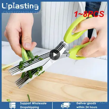 1~8PCS Многофункционални многослойни ножици за зелен лук Нож за рязане на лук от неръждаема стомана Ножици за подправки за водорасли Кухня