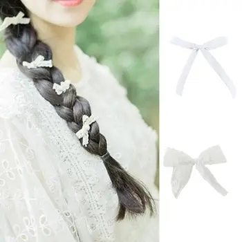 Сладък сладък Лолита плат дантела корейски женски щипки за коса Балетни шноли Аксесоари за коса Bow Hairpin