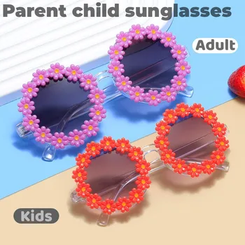 2023 Летни родителски детски слънчеви очила Кръгли цветни бебешки очила UV400 Външни деца Защита на слънчеви очила Очила детские очки