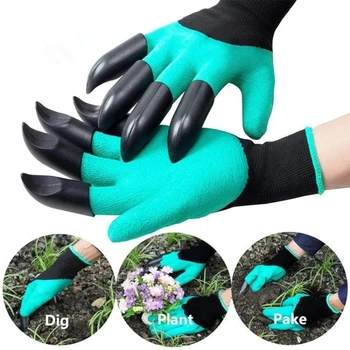 1 Чифт градински ръкавици с нокти Градински ръкавици за копаене Засаждане Плевене Защита на ноктите Пръсти Засаждане Консумативи Инструменти