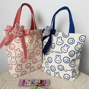Нова сладка чанта за плодов обяд Bento Ins чанти за ученици на деца работник обяд чанта Kawaii заек пикник преносима чанта