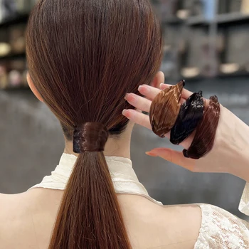 Опаковка от 3 перуки HairtiesClassic изкуствена перука въже връзки жени момичета прости еластични конска опашка притежателя плитка прав каучук лента