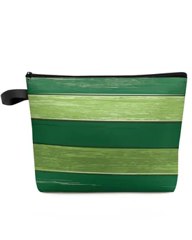 Реколта ферма плевня дърво зърно зелен градиент грим чанта торбичка пътуване Essentials жени козметични чанти организатор съхранение молив случай