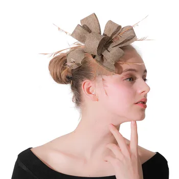 Имитация Синамай Нова сватба жени шапки повод Fascinators аксесоари за коса за дамско парти вечеря Hecap щифт за коса