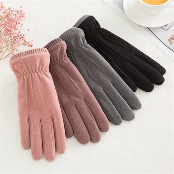 Fashion космати жени ръкавици зимата удебелени руно подплата ръкавици Ourdoors спорт пълен пръст ръкавици женски сензорен екран ръкавици