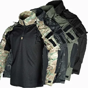 Мъжка военна тактика CP камуфлажна тениска с дълъг ръкав Обучение на открито на открито Лов камуфлаж къмпинг дълъг ръкав отгоре