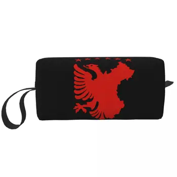 Shqipe Автохтонен флаг Основна козметична чанта Голям капацитет Косово Албания Орел грим случай съхранение тоалетни чанти Dopp комплект