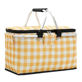 Изолирана чанта за пикник Външна удебелена алуминиева филмова охладителна чанта Сгъваеми изолирани пикник Ice Bag Zipper за пътни пътувания Пазаруване
