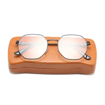 Portable дърво зърно очила кутия жени мъже реколта твърда кожа слънчеви очила случай пътуване защитни четене очила аксесоари