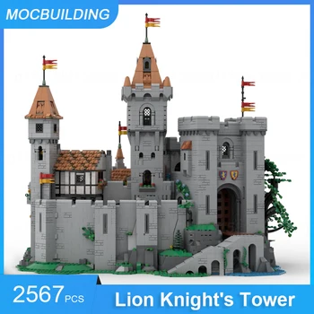 MOC Building Blocks Lion Knight's Tower - 10305 Разширение на замъка DIY Сглобете тухли Архитектура Display Toys Подаръци 2567PCS