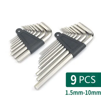 9pcs Allen гаечен ключ комплект L-тип анти-ръжда 1.5-10mm шестнадесетичен ключ ключ комплект универсална отвертка бързо за затягане винт snap адаптер