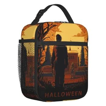 Michael Myers Knives Art Halloween Horror Movie Топлоизолирани чанти за обяд Преносим контейнер за обяд Многофункционална кутия за храна