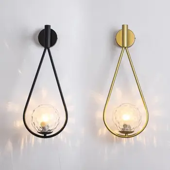 Nordic LED проста мода стъкло хол коридор хол творчески стълбище спалня нощно шкафче декоративна стенна лампа